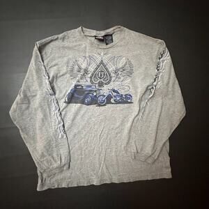 Vintage Rod & Custom T Shirt Mens Large Gray Flame Sleeves Biker Baggy Y2k Loose